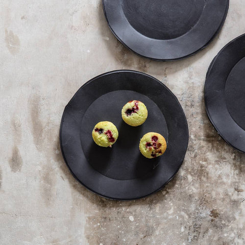1220℃ Black Porcelain Cake Plate (unglazed)