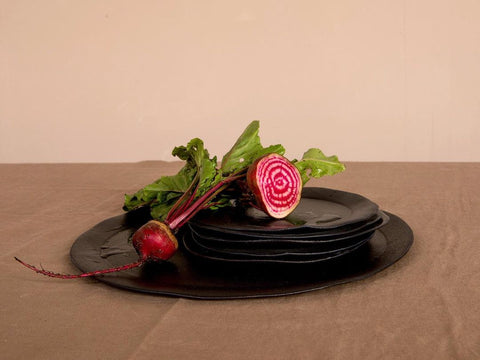 1220℃ Black Porcelain Oval Plate (unglazed)